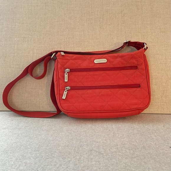 Baggallini Rfid Protection Orange Quilted Adjustable Strap Crossbody Shoulder ba - Picture 1 of 9